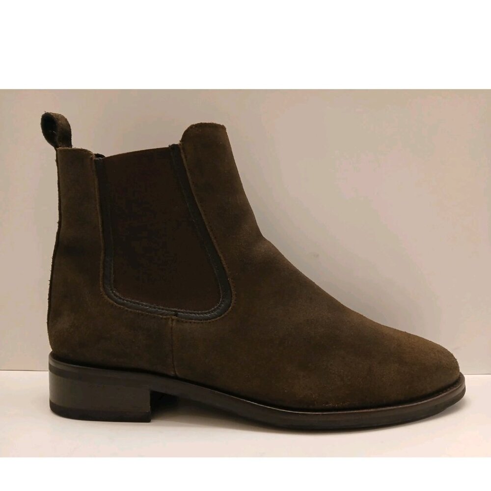 Thursday Duchess Dark Olive Suede Leather Chelsea Pull On Boots Women's Size 9.5